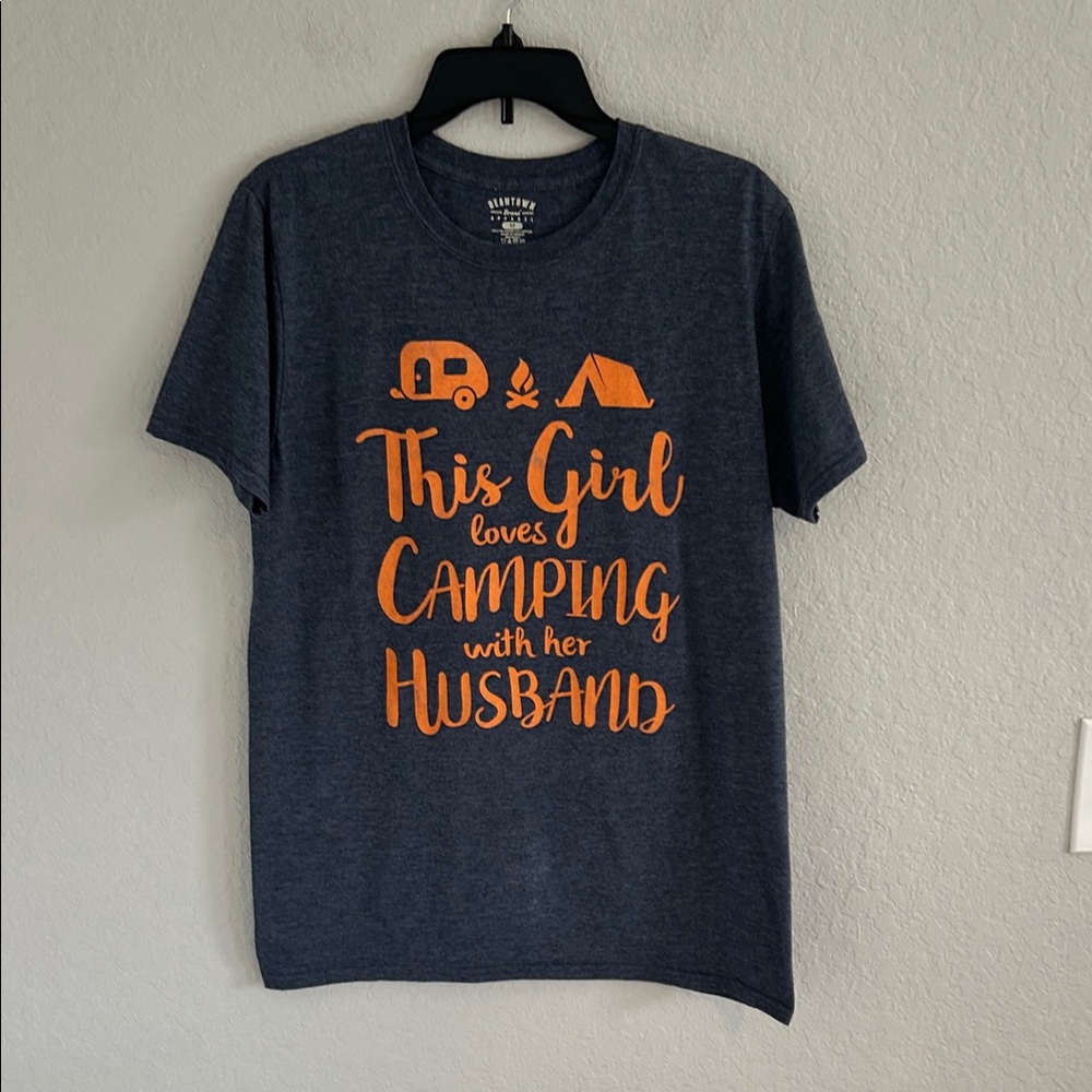 Gildan Heather Blue Camping Graphic Tee